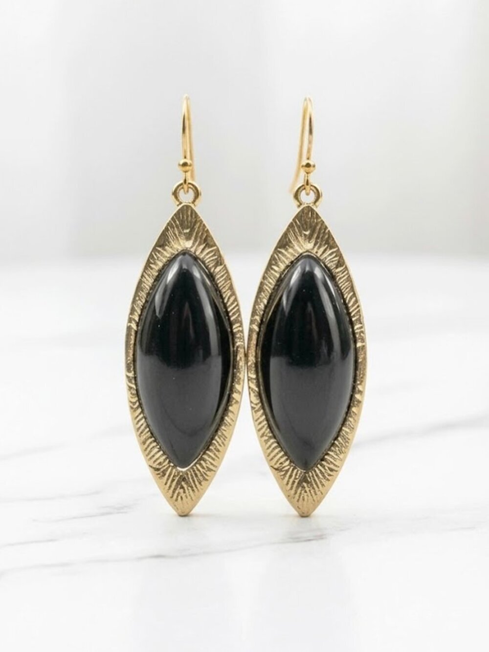 Ladies Black Gold Dangle Earrings